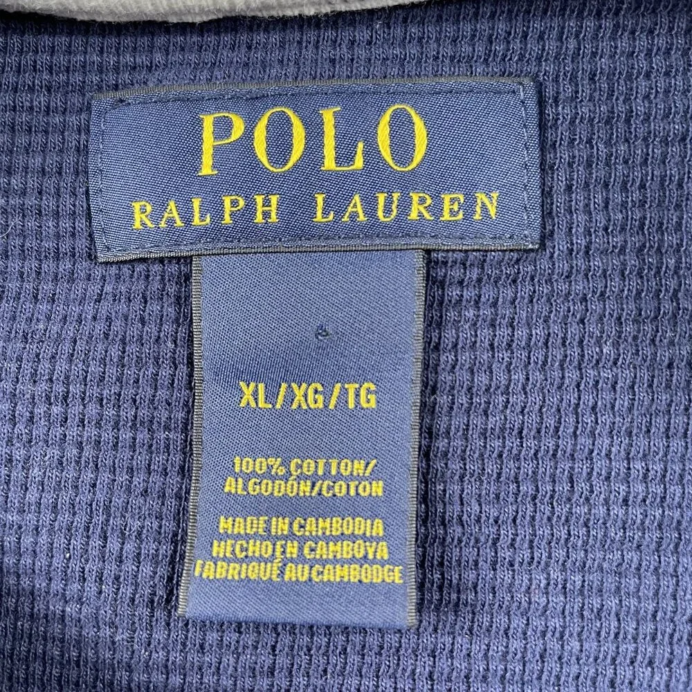 Polo Ralph‎ Lauren Short Sleeve Waffle Shirt Mens XL Navy 100% Cotton
